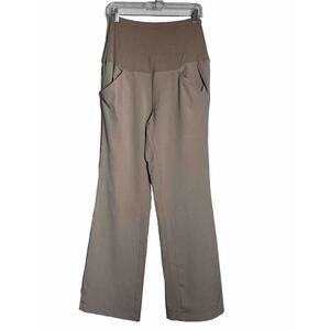 Maternity Dress Pants Times Two Women's Size Small Tan Wide Legs